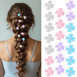 Padorul 20pcs Small Hair Clips Non-Slip for Women, Mini Multi-color Four-leaf Clover Flower Plastic Hairpins Accessories for Daily Use