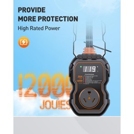 GEARGO RV Surge Protectors 30 Amp with Smart LED Display, 12000 Joules RV Circuit Analyzer Waterproof with High/Low Voltage Protection, RV Adapter Plug for Camper