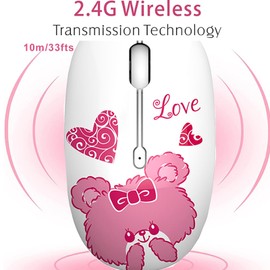 Lindo ratón inalámbrico, 2.4 G silencioso, para oficina, negocios, con receptor USB, 1200 DPI ratones ópticos para laptop, laptop, laptop, PC, computadora (barra)