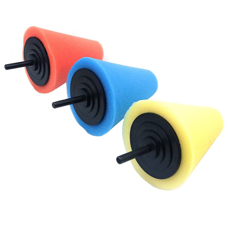 ANCLLO 9pcs Sponge Foam Cone Shape Metal Polishing Pad Wool