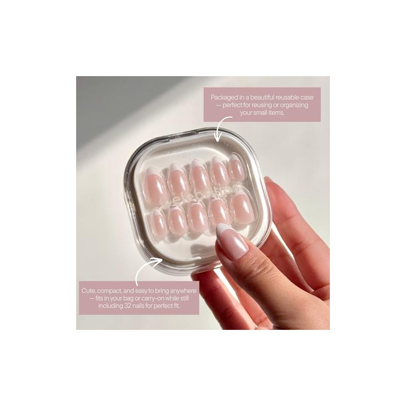Celebritips Uñas Postizas Decorativas | Esmalte Francés Clásico, Uñas Cortas