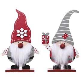 2 Pcs Gnome Christmas Decorations Ornaments, Wooden Nordic Gnome Christmas Decorations, Santa Claus Table Centerpiece for Home Holiday Xmas Party Table Decoration, Christmas Children Gift