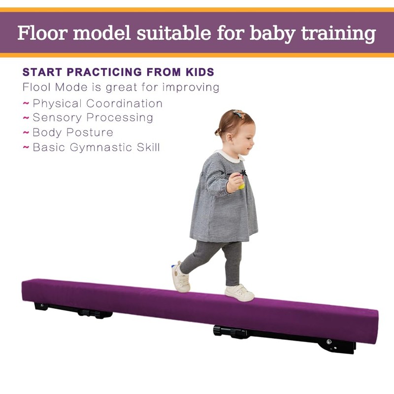 GBVUGY Adjustable&Foldable Gymnastics Balance Beam,6FT High-Low Level Floor Gymnastic Beam,No