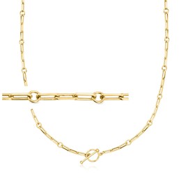 Ross-Simons 18kt Gold Over Sterling Charm-Compatible Paper Clip Link Toggle Necklace. 20 inches
