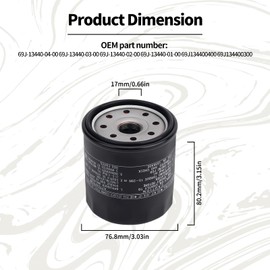 Aouton 69J-13440-04-00 Oil Filter for Ymaha Outboard F150 F175 F200 F225 F250 Sport Boat AR190 AR195 SX250 Wave Runner FX HO SHO SVHO Wake Series Boat Center Consoles #69J-13440-03-00 69J-13440-02-00