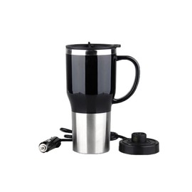 Riloer 12V 50W 450ML Car Electric Heating and Keeping Warm Cup, Heating Cup Coffee Cup with Charger Cable for Traveling Camping, Black/Blue