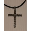 Unbranded ROPE CROSS Pewter Pendant Charm / 26" Adjustable Necklace