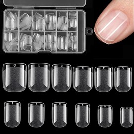 Extra Short Square Nail Tips, 240pcs/box Full Cover Clear Fake Nail Tips, Nail Art Tips for Acrylic Nails Extension, Press on Nail Making Home DIY Nails Salon