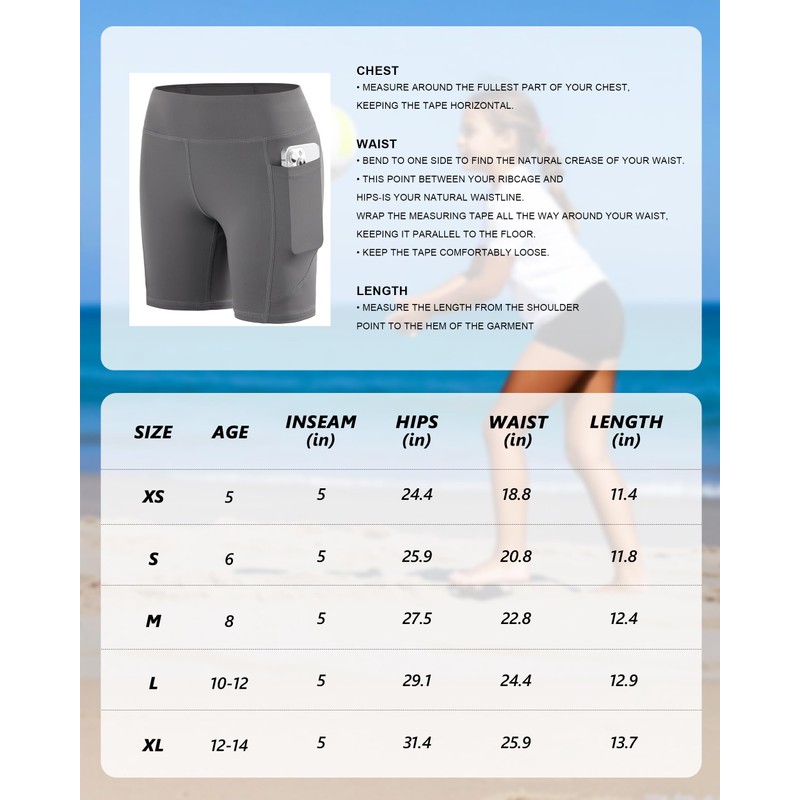 Roadbox Girls Volleyball Spandex Shorts, 5'' Youth Bike Athletic Shorts