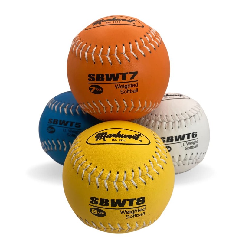Markwort 12" Weighted Training Softball Set Leather Cover - Set