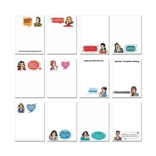 12 Pieces Funny Novelty Memo Pads Funny Notepads for Women
