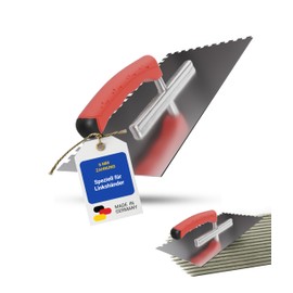 Karl Dahm® Soft Grip Toothed Trowel 6 mm for Left-Handed Users, Professional Smoothing Trowel, Stainless Steel, Ergonomic Handle, Fatigue-Free, Made in Germany, 13640