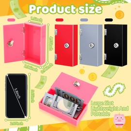 Honeydak 4 Pack Acrylic Cash Box Portable Winners Bank Casino Cash Box with 2 Keys Pocket Sized Money Safe Colored Safe Storage Stops Addictive Urges