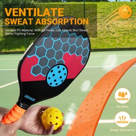 2-Packs Pickleball Paddle Grip Tape with Raised Ridge, Replacement Pickleball Overgrip Wrap for Sweat Absorption&Anti-Slip, Universal Pickle Ball Sport Accessories (Orange)