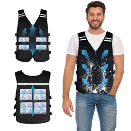 KkaFFe Cooling Vest for Men & Women, Adjustable Safety Cooling Jacket, Cool Devices for Hot Weather, Running Lightweight Ice Pack Vest/Reflective Jacket for Workout, Fishing and Outdoor (black, XL)