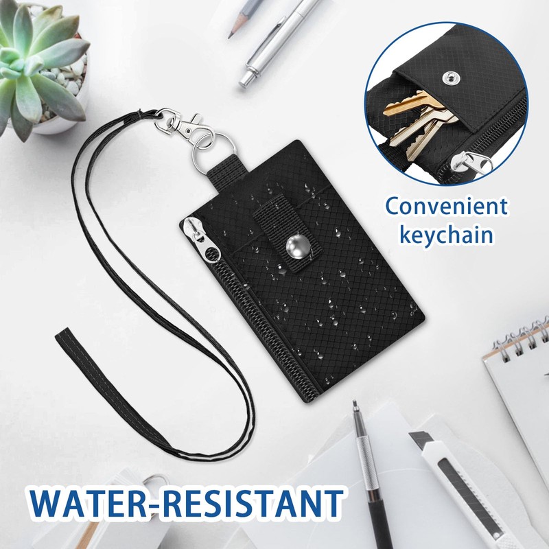 Small Neck Wallet, Water Resistant Lightweight Badge Holder with ID