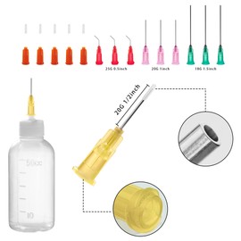 kithut Needle Bottle Applicator 50ml 5Pcs, Precision Needle Tip Glue Bottle with 14 Dispensing Fine Needles and 12 Caps for DIY Craft Refilling Glue, Acrylic Paint, Oil (50ml)