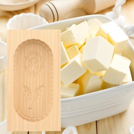 HOFMEISTER® Butter Mould for 250 g Butter, 19 cm, Rose, Hand Carved in Germany, Butter Shape for Decorating, Square Camber Shape, Butter Model Made of Native Maple Wood
