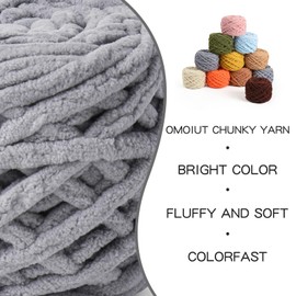 Hilo grueso de felpilla de felpa de 100 g (49.2 yardas) – Hilo de terciopelo esponjoso para tejer y ganchillo – Hilo de bebé para ganchillo suave – Hilo de Amigurumi (grisáceo)