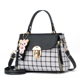 Xiaoyu Small Purses and Handbags for Women Fashion Teenage Girls Crossbody Bag Lightweight Shoulder Bag Plaid Pattern Satchel, Black, Small