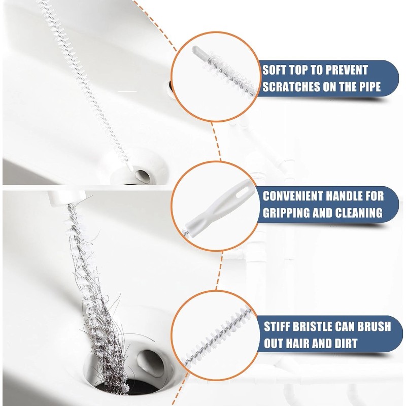 KeyFar Drain Clog Remover 1pcs,Drain Snake Hair Remover 6pcs Cleaning