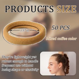 50-Pack Hair Bands For Women, Seamless Cotton Elastic Design,Soft Hair Ties No Damage, No Metal Hair Bobbles For Thick/Curly Hair, Work Sports Travel