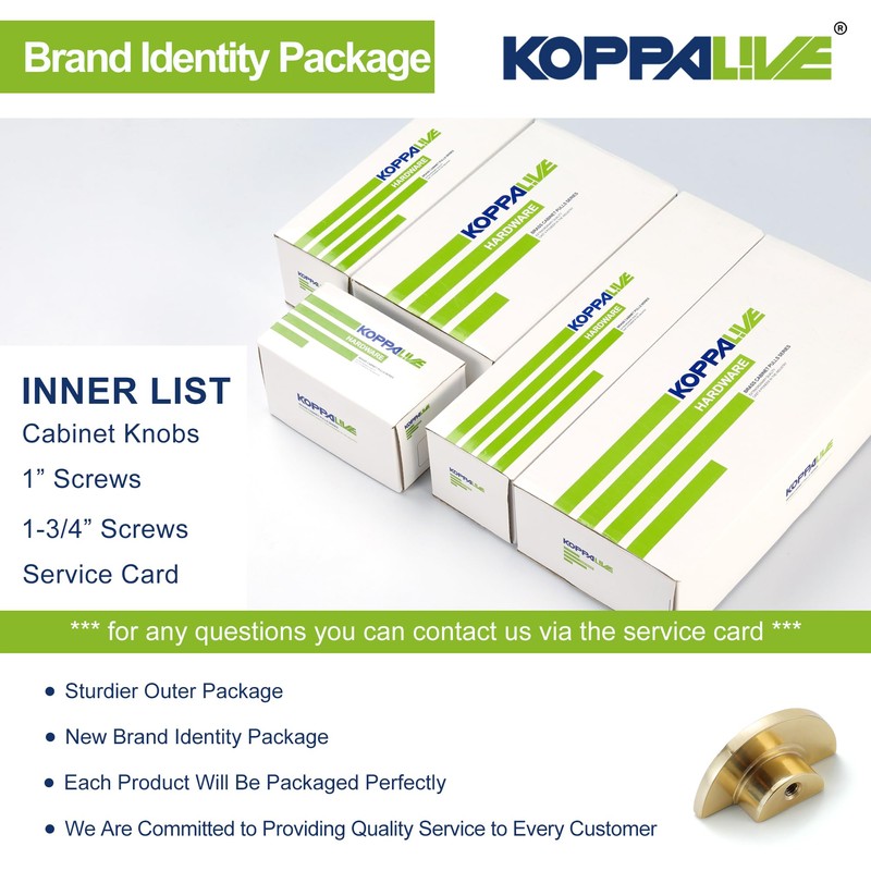 KOPPALIVE 5-Pack Solid Brass Cabinet Knobs, Semicircle Gold Drawer Knobs,