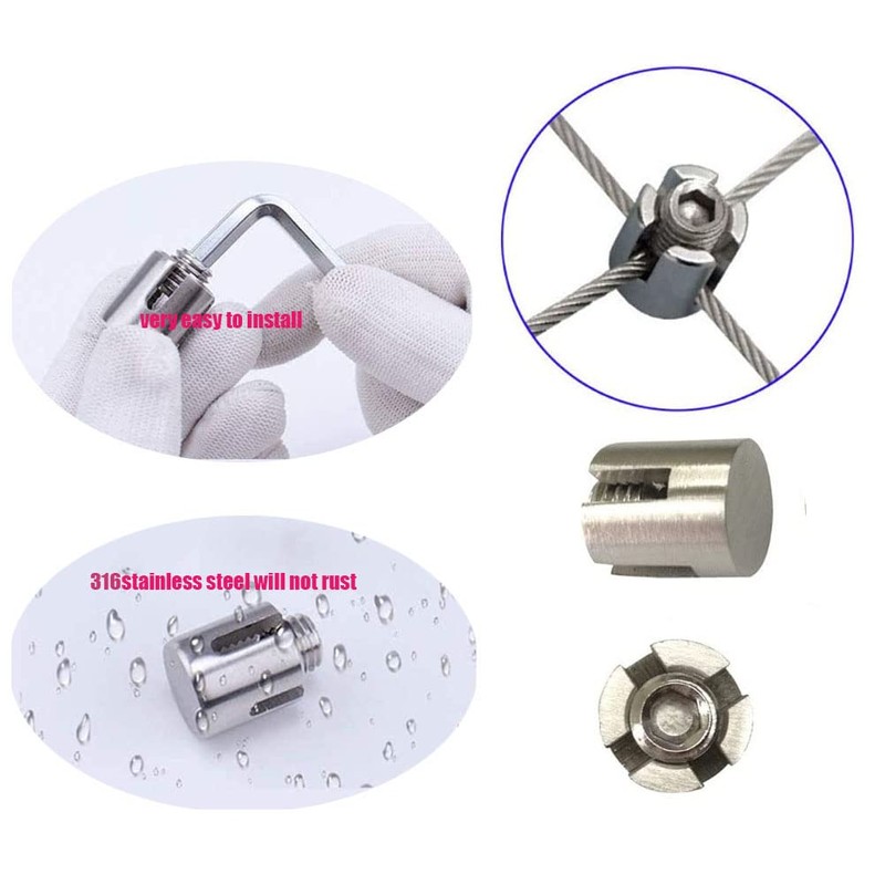 XXHong 316 Stainless Steel Cross Cable Clamps for Wire Cables