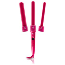ISO Beauty ISO3PPK-229 Trio 3-in-1 Interchangeable Professional Tourmaline-Infused Ceramic Curling Set - Pink