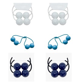 Paquete de 12 Ligas para Cabello con Bolitas, Coleteros Elásticos de Acrílico (4 Bolas por Liga), Colores Surtidos (Blanco, Azul Claro, Azul Fuerte), Incluye Bolsa Resellable Colores Varios VITALIASHOP