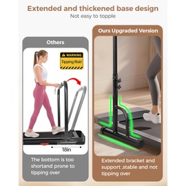 28 Inch Wide Handle Bar for Walking Pad Only with Non-Slip Rubber Feet Compatible Adjustable Handrail Height from 37.6 to 46 in Handle Bar for Walking Pad Comfortable Grip Support Attachment for Home