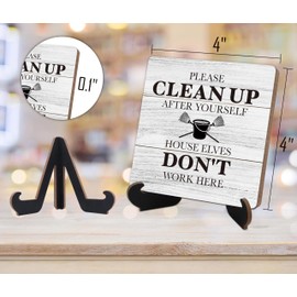 Please Clean Up After Yourself Wall Decor,Farmhouse Home Decor,Public Places Wall Decor,Decorar Habitacion,Wooden Board Decoration With Stand,Decorative Signs & Plaques,Wooden Signs,L4