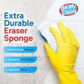 (50 Pack) Extra Durable Eraser Sponge - Extra Thick, Long Lasting, Premium Melamine Sponges in Bulk - Multi-Purpose Power Scrubber - Bathroom, Kitchen, Floor, Bathtub, Toilet, Baseboard, Wall Cleaner