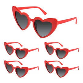Bouiexye 5 Pack Red Heart Sunglasses Bachelorette Vintage Heart Shaped Glasses for Wedding Bridesmaid Party Favor Accessories