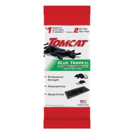 Tomcat Rat Trap with Immediate Grip Glue for Rats, Mice, Snakes, Cockroaches, Spiders, and Scorpions, Ready-To-Use, 2 Traps
