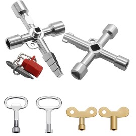 Control Cabinet Key Pack of 6 Universal Keys Tap Key 3 Sided Key Triangle Key Cross Key 4 Way Utilities Key for Water Electricity Meter Radiator Elevators