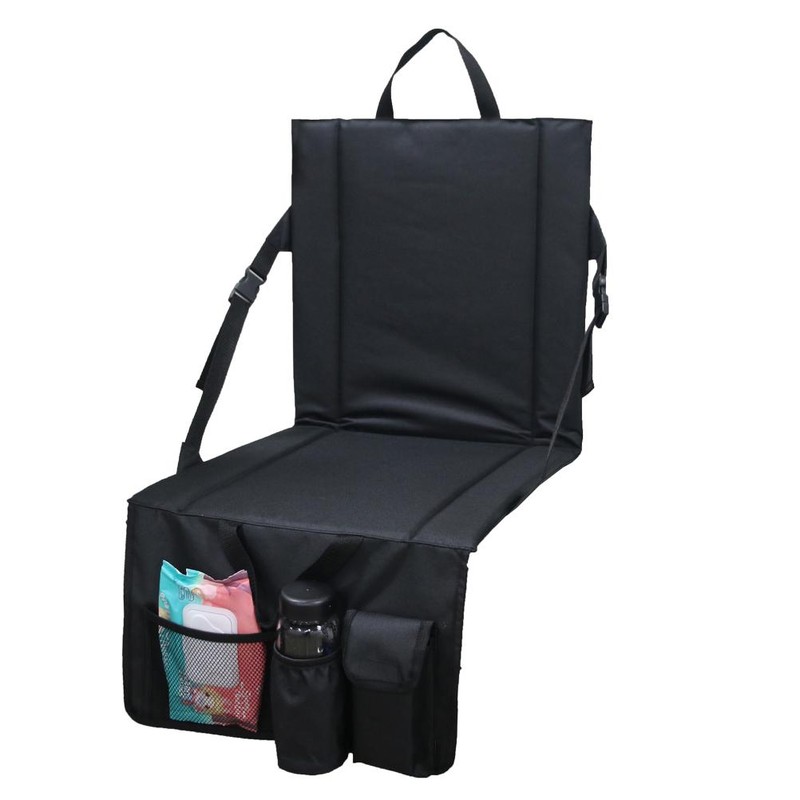 Folding Stadium Seat Camping Back Support Cushion Seat with Storage