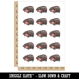 Crying Baby Hippo Shocked Cute Temporary Tattoo Water Resistant Fake Body Art Set Collection - 15 2" Tattoos (1 Sheet)