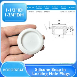 BOPOREAE 4 Pcs 45 mm Silicone Rubber Plugs Snap in Locking Hole Plugs for 45 mm (1-3/4") Round Holes, Flush Type Rubber Stoppers, Flexible Tube Pipe End Caps Covers, Waterproof Sealing Plugs, White