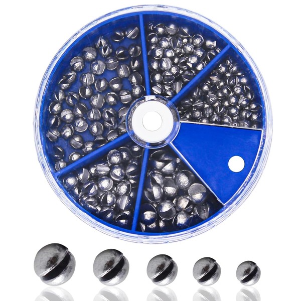 205pcs Fishing Weights with Split Shot Sinkers 5 Sizes Stream