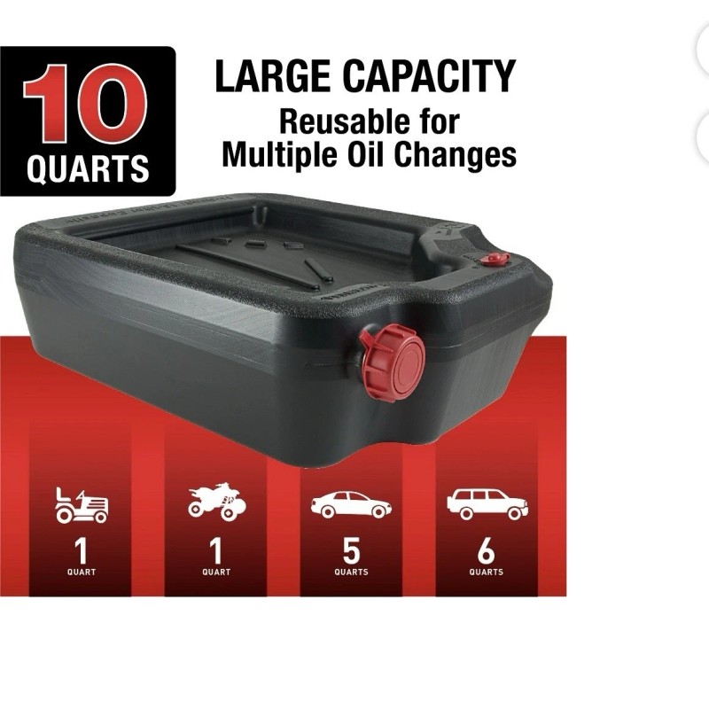 Hyper Tough Oil Change Drain Container 10 Quart Large Pan