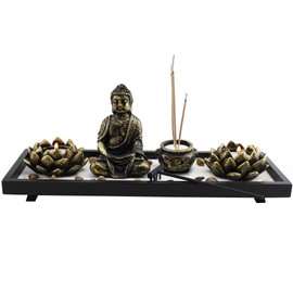 We pay your sales tax Feng Shui Tabletop Zen Garden Buddha Rock Rake Sand Candle Incense Burner Home Decor Gift (KT00034)