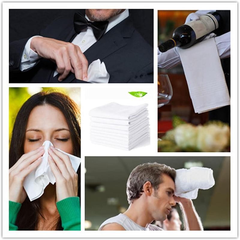 Men's Handkerchiefs Soft Cotton White Hankie Hankerchieves - Model: 12PC