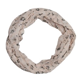 beybey® Women's Silk Loop Scarf with Floral Pattern - Beautiful and Fine - Silk Scarf - Loop Scarf Women - Tube Scarf Women, SX8 Beige