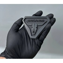 UsaStandard 2x Car Fender Badlands Long Horn Emblem Badge Black on M-Black Ford Bronco SUV