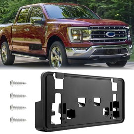 CARIFIB License Plate Holder for Ford F150 2023 2022 2021 2.7L 3.0L 3.5L V6 Front Bumper Bracket No Drill Mount