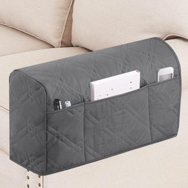 Turquoize Waterproof Armrest Covers for Chairs and Sofas Armrest Covers Couch Arm Covers for Sofa with Side Pocket Anti-Slip Furniture Protector Washable Armrest Slipcovers Set of 2, Gray