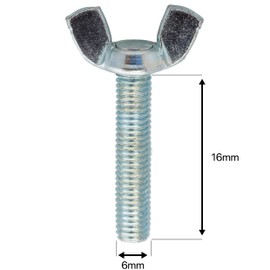 TOP-VIGOR 10Pcs Wing Bolts Wing Screws, M6*16mm Wing Butterfly Bolts Butterfly Screws, Butterfly Wing Screws Bolts, Thumb Hand Screws for Machine Fastener Machinery Equipment