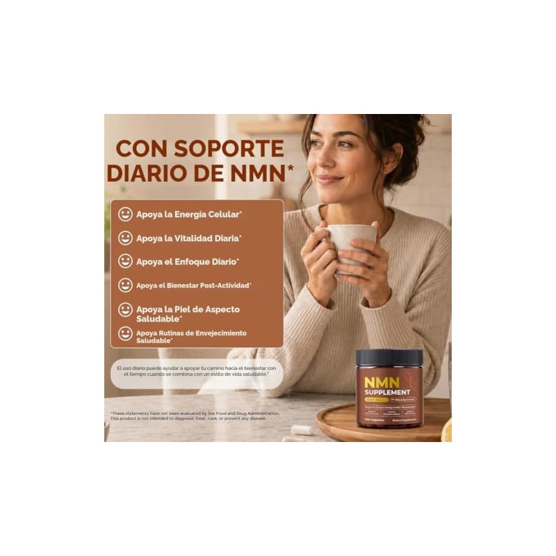 NMN 1000 mg Nicotinamide Mononucleotido con Resveratrol Quecertin TMG Liposomal