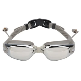 Waterproof Anti Fog Swimming Goggles Electroplating AntiUV Glasses with Earplug for Adult(Silver )